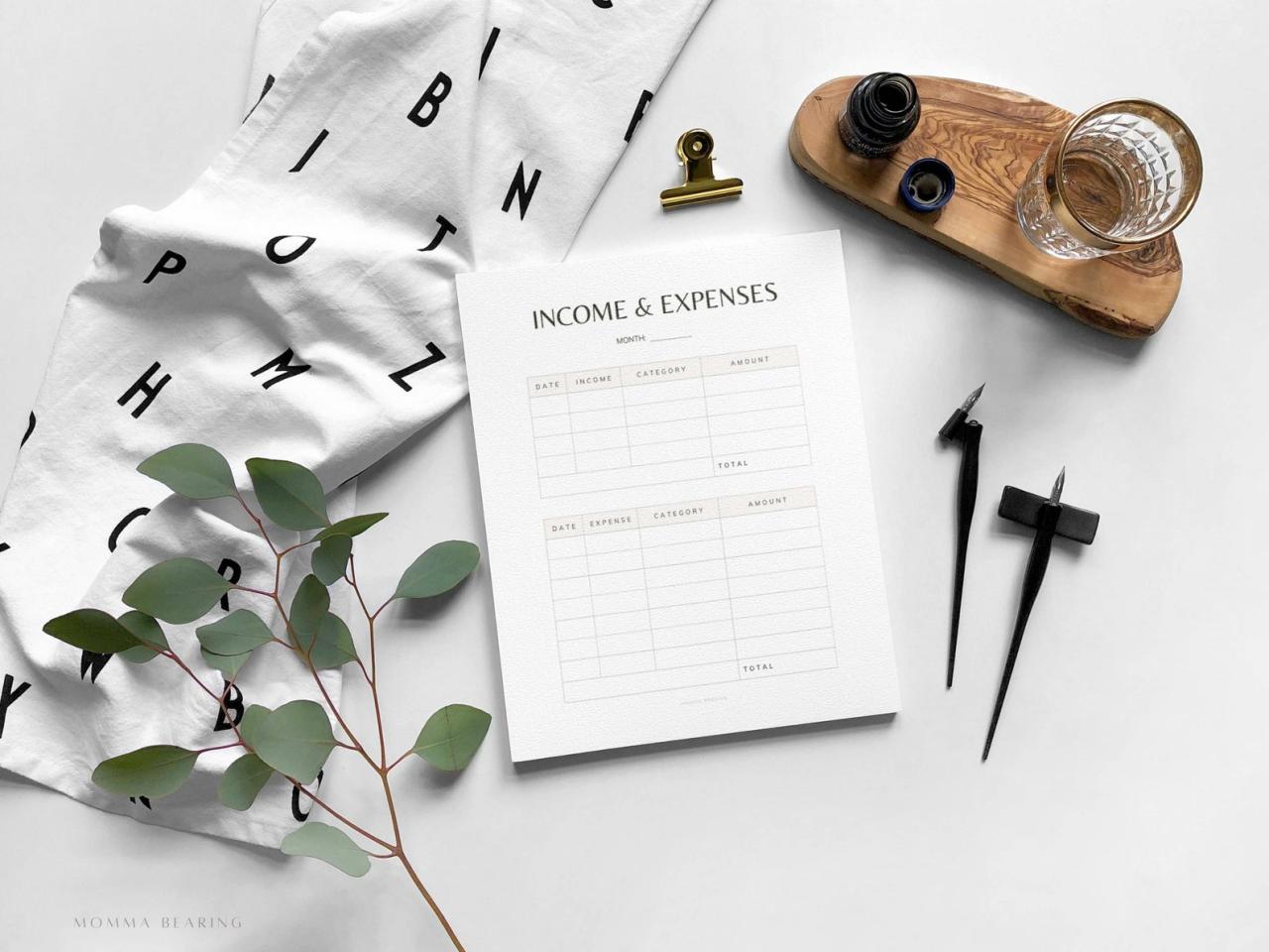 Income and Expenses Tracker Printable, Money Tracking, Bill Organizer ... How To Track Your Expenses And Income Effectively